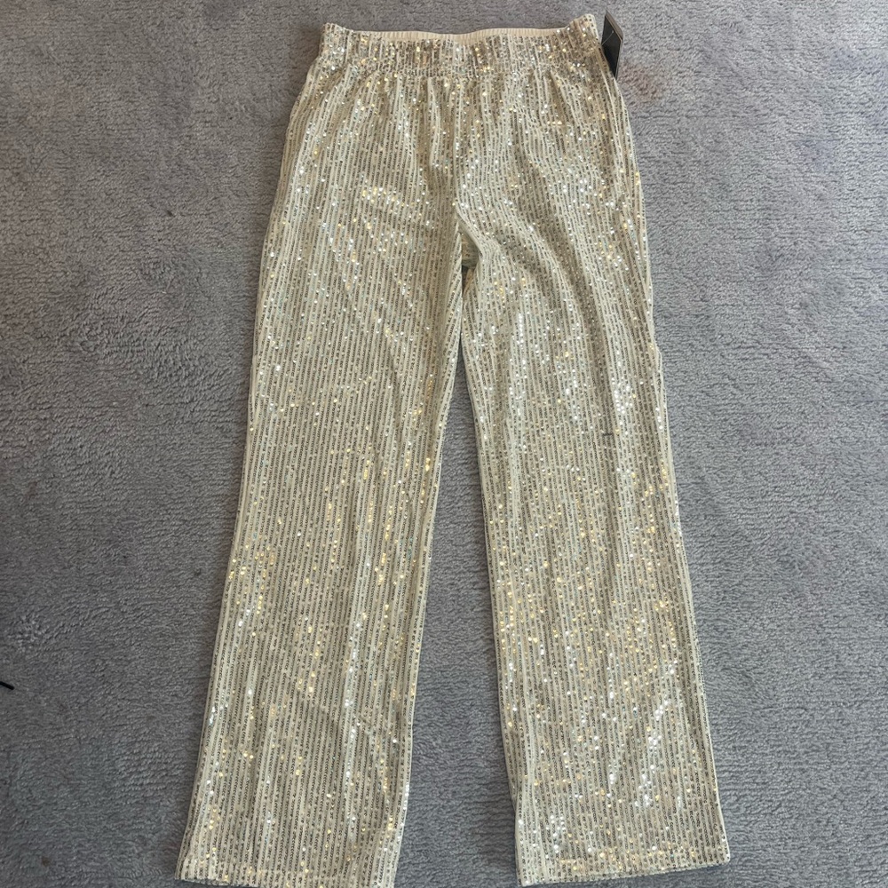 Sequin Embellished Gold Pants